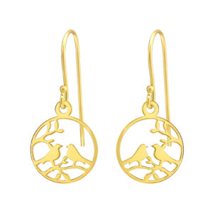 runde fugle øreringe forgyldt sølv