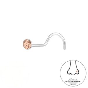 næsepiercing med zirkon i lys fersken