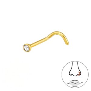næsepiercing i guld titanium med zirkon