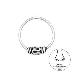 næsering med rå detalje i sølv 10 mm