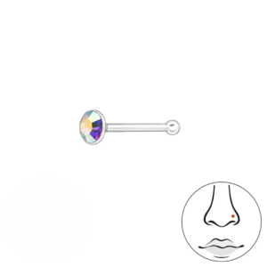 næsestav med rund krystal zirkon