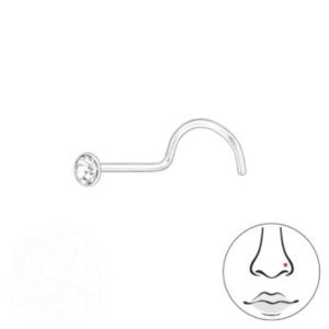 rund næsepiercing med klar krystal zirkon