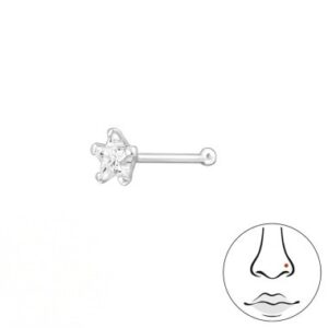 stjerne næste stav med klar zirkon 3,8 mm