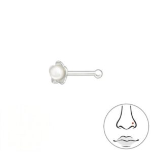 blomster næsestav med perle