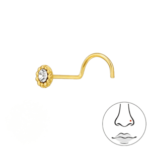 rund næsepiercing med zirkon