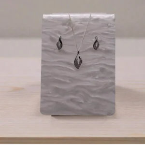 Blad Smykkesæt i Sterling Sølv med Zirkoner